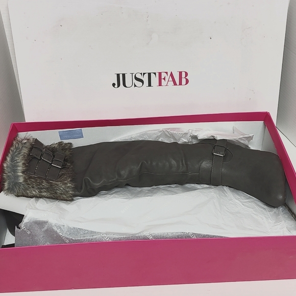 10 Women's Faux Fur Boots Grey Gray - Picture 5 of 6